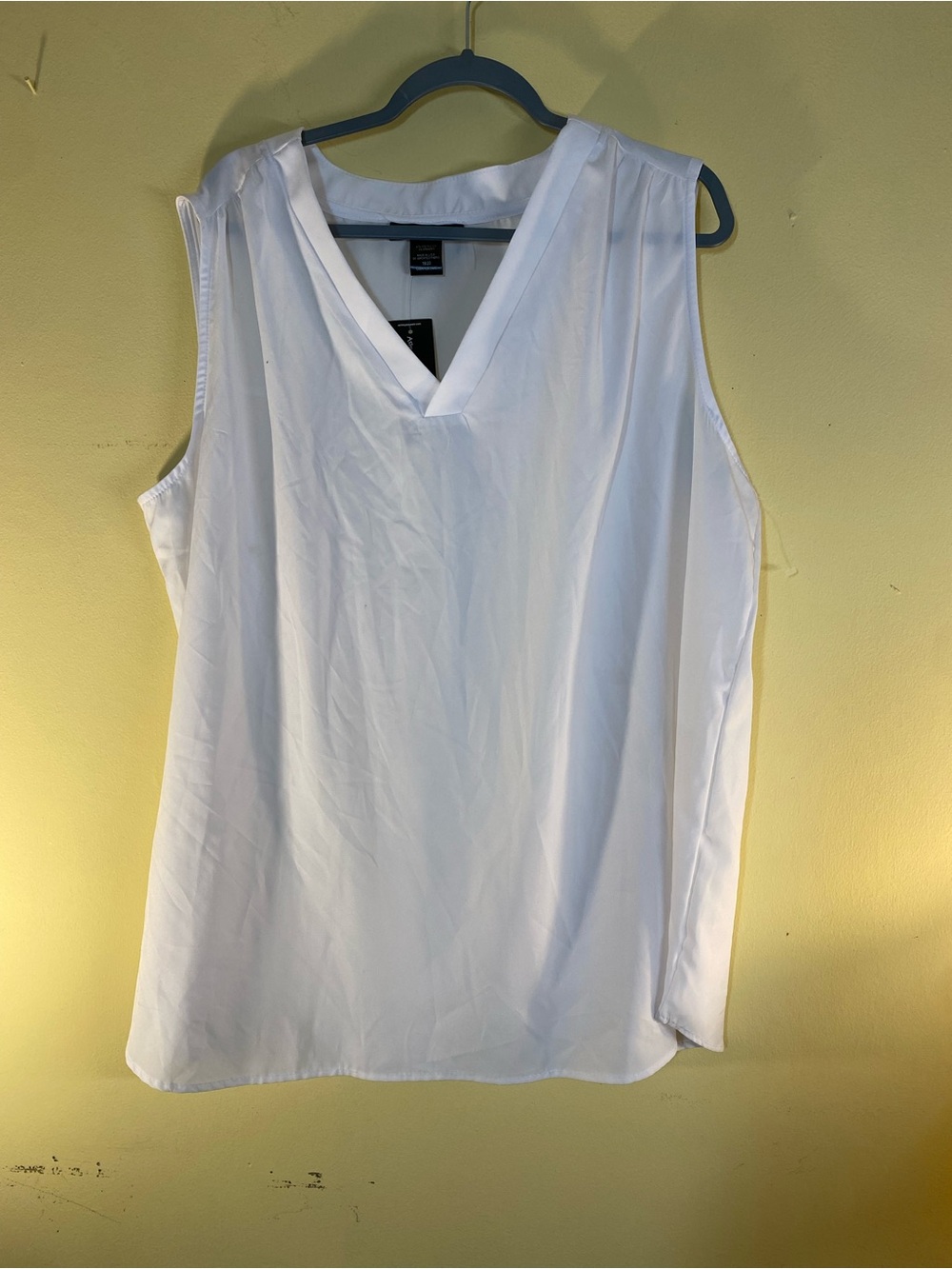 Ashley Stewart White V-Neck Sleeveless Blouse
